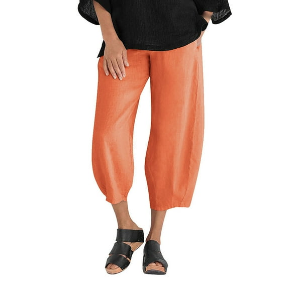 TAGOLD Womens Summer Pants,Women Lady Casual Solid Elastic Girdle Waist Wide Leg Pants Trousers