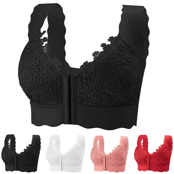 TAGOLD Womens Summer Plus Size Brs,Push Up Casual Bra for Womens,Women's Lace Plus Size Front Button Underwear Without Breast Pad Beautiful Back And Seamless Underwear Daily Bra