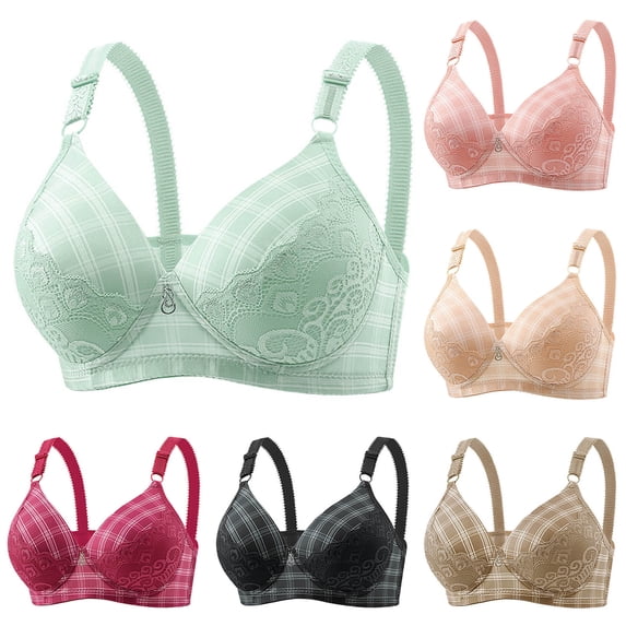 TAGOLD Womens Summer Plus Size Brs,Push Up Casual Bra for Womens,Women's Non-steel Lace Stitching Comfortable And Breathable Gathered Adjustable Bra Underwear