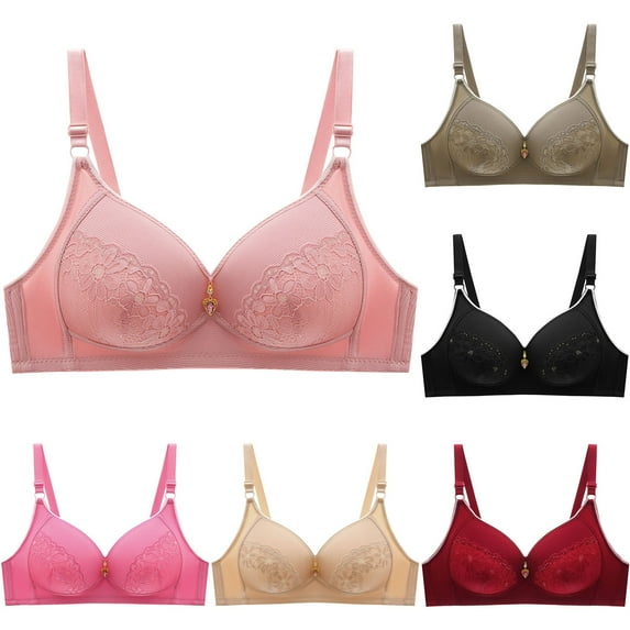 TAGOLD Womens Summer Plus Size Brs,Push Up Casual Bra for Womens,Woman's Embroidery Thin Style Ventilate Back Buckle Bra Without Steel Rim