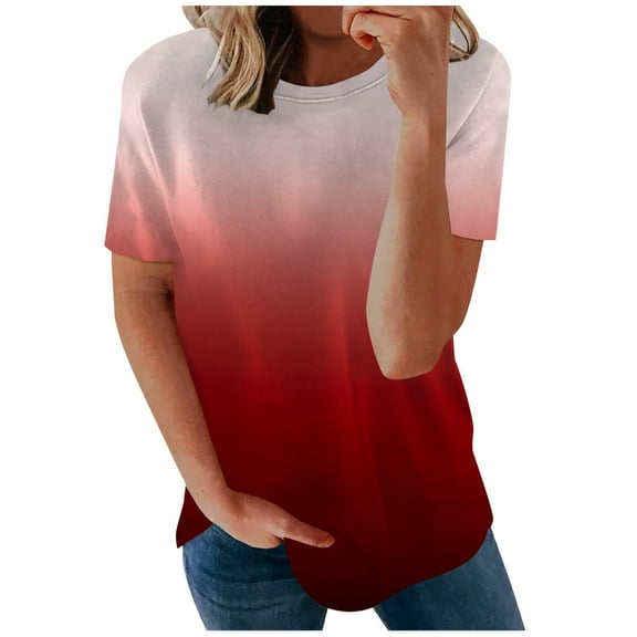 TAGOLD Womens Summer Plus Size Tops,Tops for Womens,Fashion Women Summer Loose Print Round-Neck T-Shirt Short Sleeve Casual Blouse