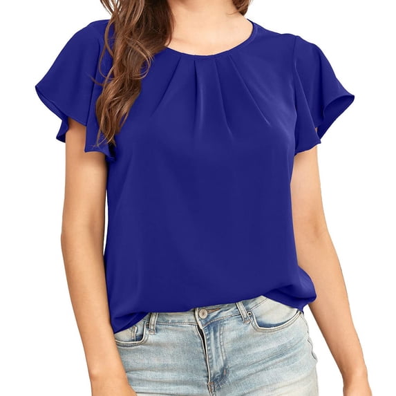 TAGOLD Womens Summer Plus Size Tops,Tops for Womens,Women Casual T-shirt Solid Round Neck Short Sleeve Pullover Blouse Tops