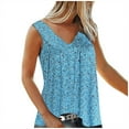 thumbnail image 1 of TAGOLD Womens Summer Plus Size Tops,Tops for Womens,Women's Fashion Printed Sleeveless Vest T-shirt Blouse V Neck Casual Tops, 1 of 5