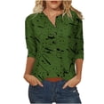 thumbnail image 1 of TAGOLD Womens Summer Plus Size Tops,Tops for Womens,Women's Fashion Three Quarter Sleeve Retro Round Neck Easter Printed Loose Tops Blouse, 1 of 5