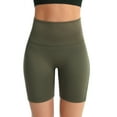 thumbnail image 1 of TAGOLD Womens Summer Shorts,Women's Pure Pocket High Waist Hip Stretch Running Five Points Yoga Pants Army Green, 1 of 5