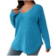 thumbnail image 1 of TAGOLD Womens Summer Tops,Womens V-Neck Long Sleeve Casual T-shirt Top Solid Blouse, 1 of 1