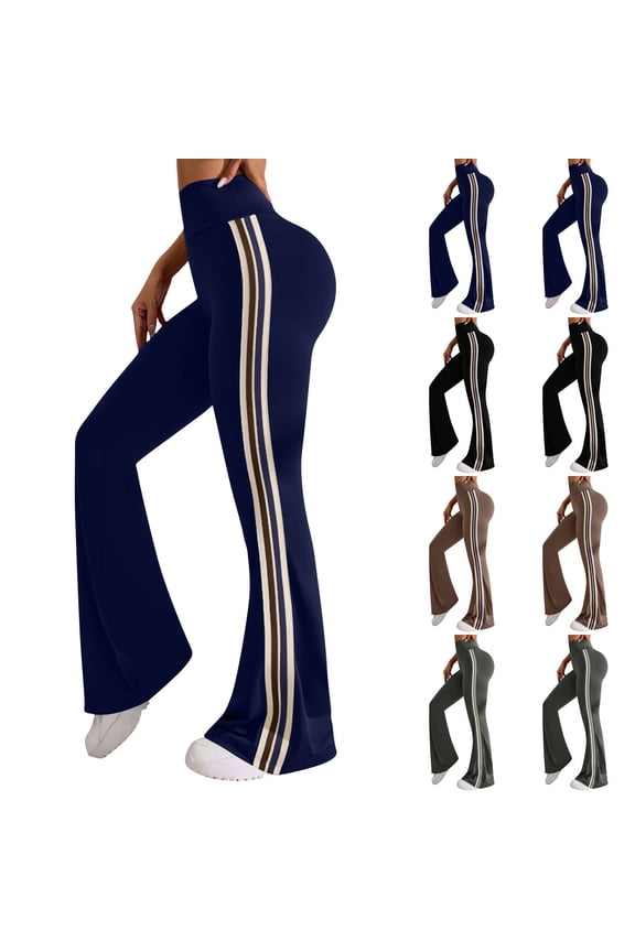 Womens Summer Yoga Full Length Pants High Waist Stretch Dry Flared Fitness Workout Pants