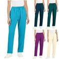 thumbnail image 1 of TAGOLD Womens Trousers Solid Color Straight Leg Work Pants Stretch Waist With Pockets For Staff, 1 of 5