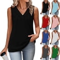 thumbnail image 1 of TAGOLD Womens V-Neck Camisoles Solid Color Ribbed Sleeveless Basic Layering Summer Tank Top, 1 of 5