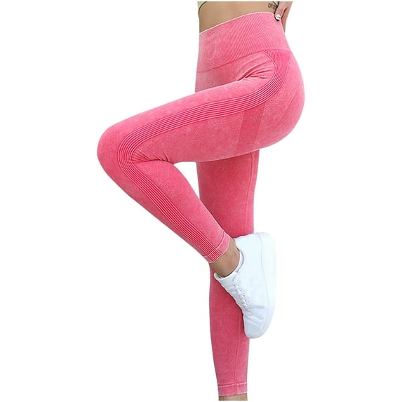 TAGOLD Womens,Women Summer Trousers,Women's Seamless Washing Pants Scrub High Waist And Hip Lifting Exercise Fitness Tight Yoga Pants Hot Pink