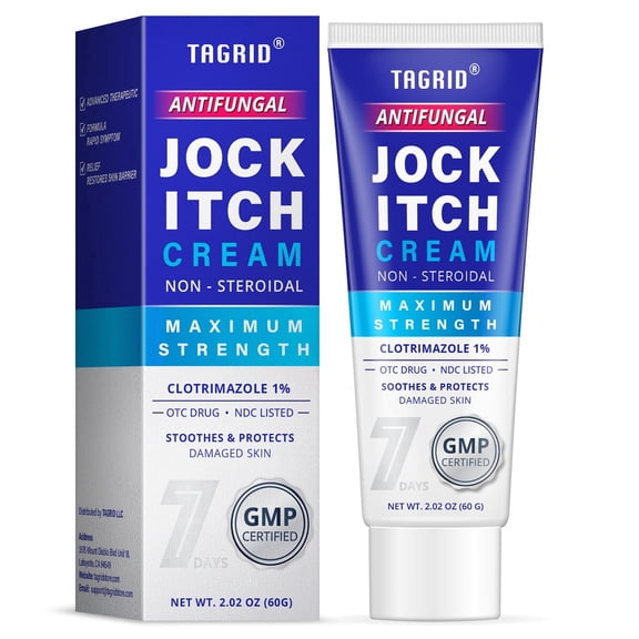 TAGRID Antifungal Jock Itch Cream Clotrimazole 1%: Extra Strength Relief for Men & Women 60 g