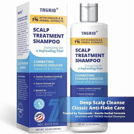 TAGRID 1% Ketoconazole Anti-Dandruff Shampoo, Scalp Flaking Care, 8.4 fl oz