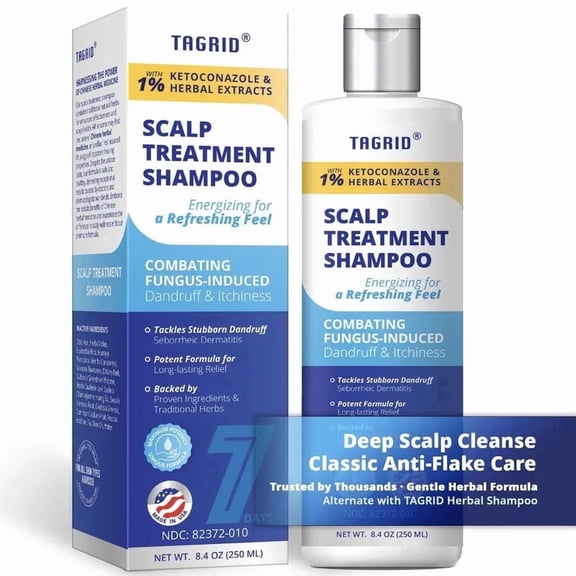 TAGRID 1% Ketoconazole Anti-Dandruff Shampoo, Scalp Flaking Care, 8.4 fl oz