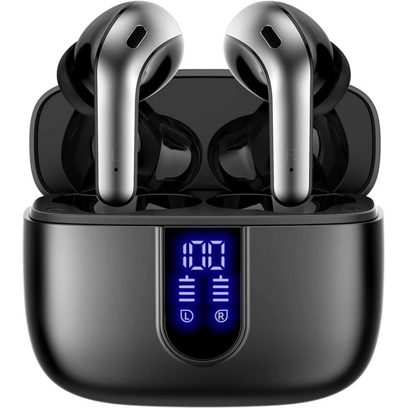 TAGRY Bluetooth Headphones True Earbuds 60H Playback Power Display Earphones with Charging Case