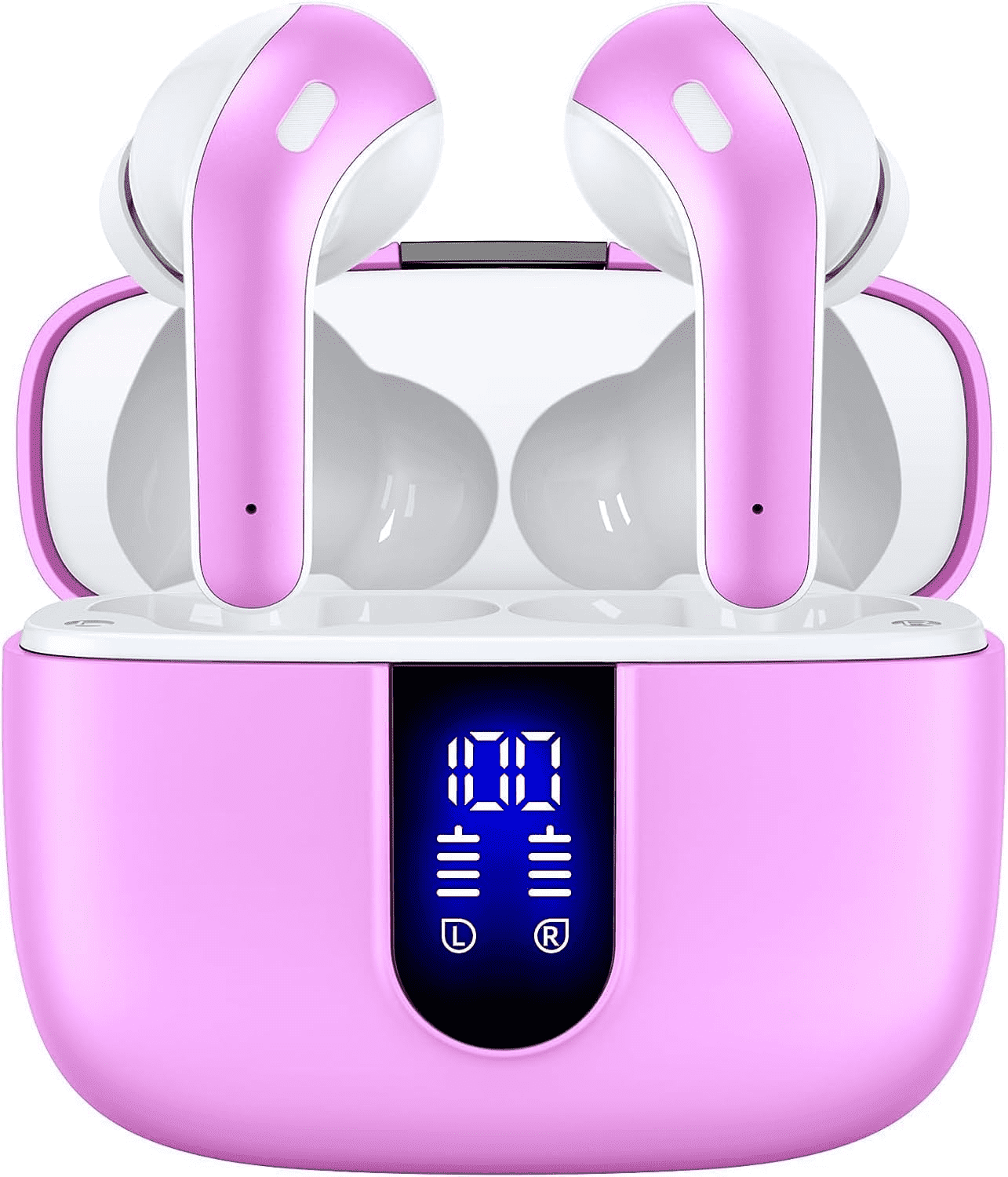 TAGRY Bluetooth Headphones True Wireless Earbuds 60H Playback LED Power Display Earphones with Wireless Charging Case IPX5 Waterproof in-Ear Ear buds with Mic for TV Smart Phone Laptop Computer