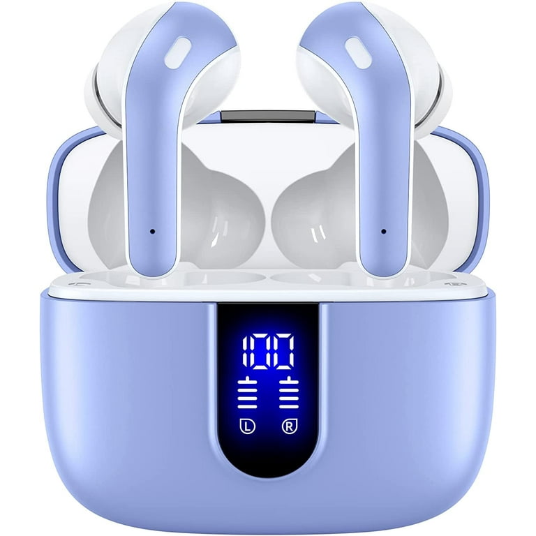 TAGRY Bluetooth Headphones True Wireless Earbuds 60H Playback LED Power Display Earphones with Wireless Charging Case IPX5 Waterproof in Ear Earbuds