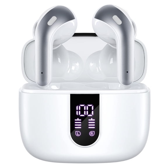 TAGRY Bluetooth Headphones True Wireless Earbuds 60H Playback LED Power Display Earphones with Wireless Charging Case IPX5 Waterproof in-Ear Ear buds with Mic for TV Smart Phone Laptop Computer Sport