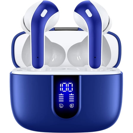 TAGRY Bluetooth Headphones True Wireless Earbuds 60H Playback LED Power Display Earphones with Wireless Charging Case IPX5 Waterproof in-Ear Earbuds with Mic for TV Smart Phone Laptop Computer Sports