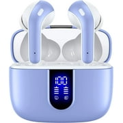 TAGRY Bluetooth Headphones True Wireless Earbuds 60H Playback LED Power Display Earphones with Wireless Charging Case IPX5 Waterproof in-Ear Ear buds with Mic for TV Smart Phone Laptop Computer