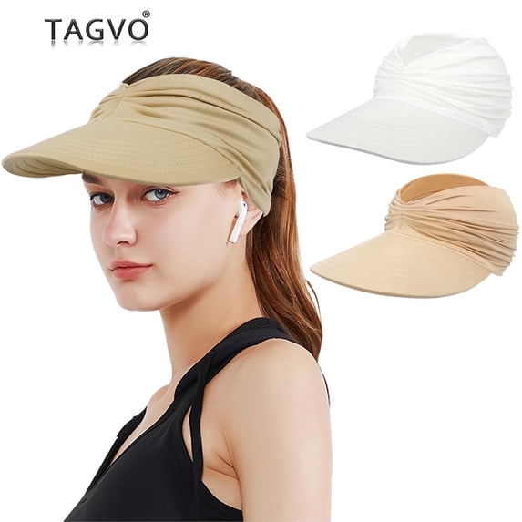 TAGVO 2 Pack Wide Brim Visor Hat for Women, Quick Dry Flexfit Sun Hat Wicking Beach Sunhat Adjustable Sports Caps UPF50+ Protection for Outdoors