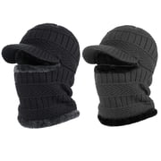 TAGVO 2 Pack Winter Knitted Balaclava Beanie Hat Warm Cycling Ski Mask, Women Windproof Hood, Balaclavas Heavyweight Thermal Fleece, Black&Grey