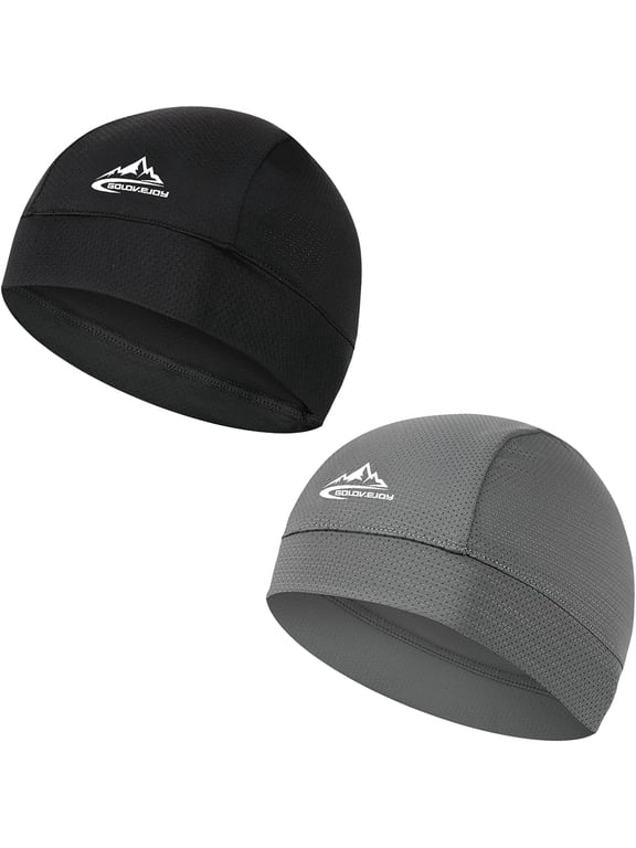 2 Packs Moisture Wicking Skull Cap Beanie Hat, Summer UV Protection Elastic Running hat Helmet Liner Under Helmet Hats Headwear, for Running Hiking Motorcycle Cycling Sports Hat Skull Cap