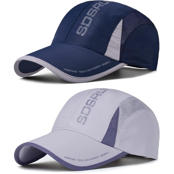 VETPW 2 Packs Unisex Quick Dry Baseball Cap Hat, Fashion Breathable Sports hat Baseball Cap, Lightweight Foldable Washable Outdoor Sport Sun Protection Hat, for Men and Women Running Climbing Hiking