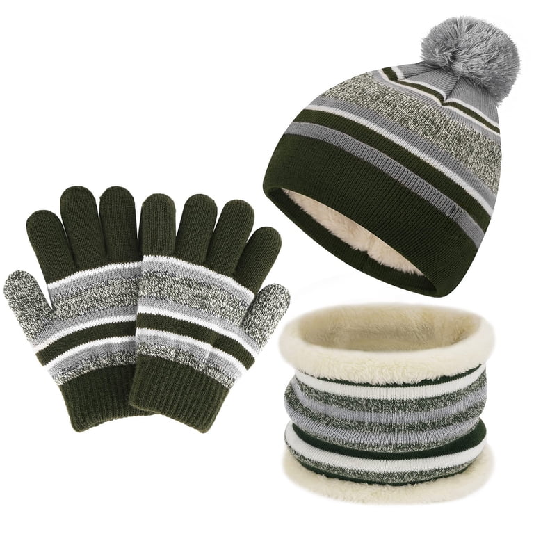 Winter Knit Hat Scarf Gloves Set Unisex Warm Fleece Accessories Buy Navy Blue Cable Knit Hat Gloves & Scarf 3 Piece Set (3  main image 4