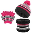 thumbnail image 1 of TAGVO 3 in 1 Warm Beanie Hat Scarf Gloves Set for Kids, Winter Thicken Fleece Thermal Knit Hat Scarf Gloves Set,for Kids children Boys Girls, Aged 3-6, Winter Accessories Sets, 1 of 7