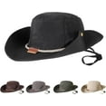 thumbnail image 1 of TAGVO Boonie Hat Fishing Hat, Foldable Cowboy Style Bucket Hat Sun Hat UV Protection Wide Brim Bucket Cap Adjustable Chin Strap Breathable Safari Hat Jungle Hat for Fishing Camping Hiking, Black, 1 of 7