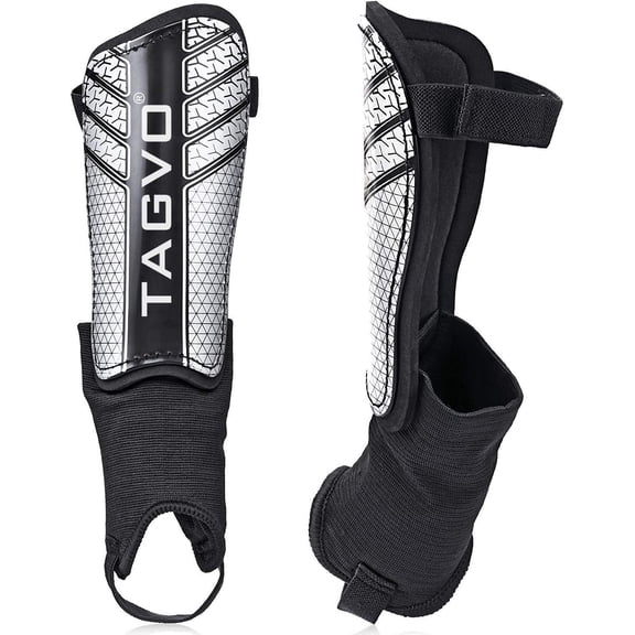 TAGVO Soccer Shin Guards for Kids Youth 3-16 Years Old, Protective Soccer Equipment Soccer Shin Pads with Ankle Protection Black, M