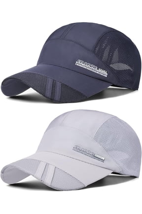 Sports Mesh Baseball Cap, 2 Pack Summer Breathable Mesh Baseball Sun Cap Sport Quick Drying Hats Unisex Running Visor Cap with Adjustable Buckle Closure