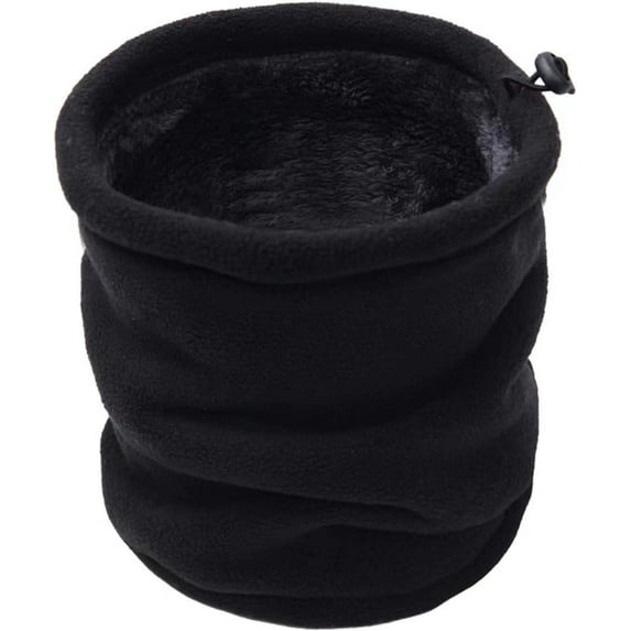 TAGVO Winter Fleece Neck Warmer, Soft Double Layer Fleece Thick Thermal Neck Gaiter Elastic Multifunctional Scarf Windproof Skiing Neck Tube Ear Warmer Balaclava Hood Unisex for Outdoor Sports, Black