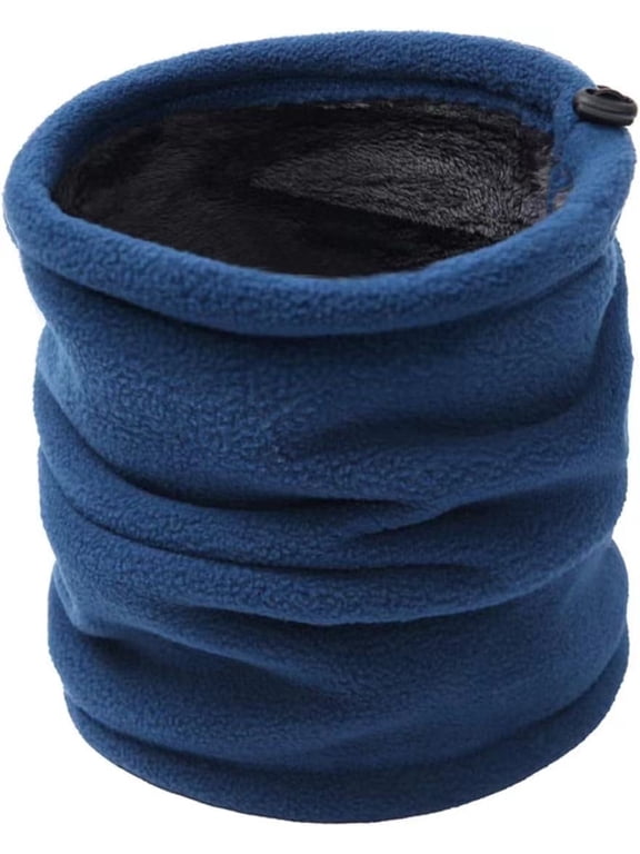 Winter Fleece Neck Warmer, Soft Double Layer Fleece Thick Thermal Neck Gaiter Elastic Multifunctional Scarf Windproof Skiing Neck Tube Ear Warmer Balaclava Hood Unisex for Outdoor Sports, Blue