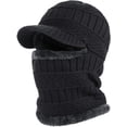 thumbnail image 1 of TAGVO Winter Knit Balaclava Beanie Hat with Flexible Neck Warmer, Unisex Windproof Warm Ski Face Mask for Outdoor Sports, Black, 1 of 8