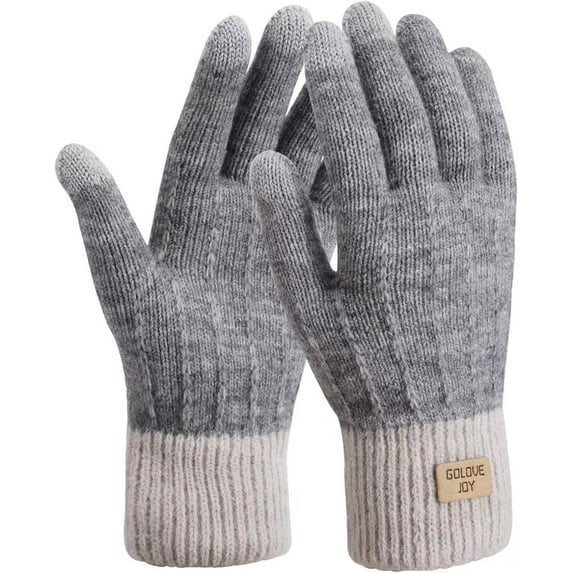 TAGVO Women Gloves Winter Touch Screen Knitted Warm Gloves, Elastic Warm Fleece Anti-slip Working Running Gloves for women, Winter Gloves for Skiing Cycling Hiking Driving Outdoor Sports, Grey