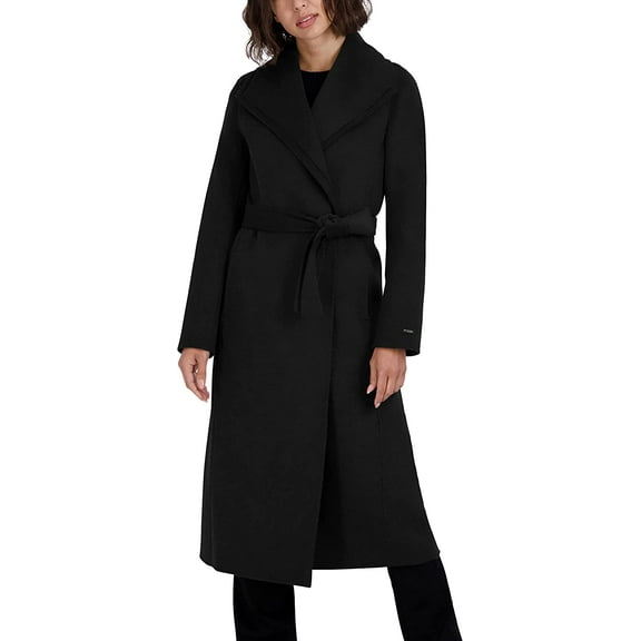Tahari womens  Elliot Wool-Blend Wrap Coat, xs, Black