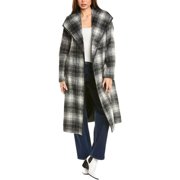 TAHARI Women's Julianne Plaid Mid-Length Wool-Blend Coat, Black/White, XXL