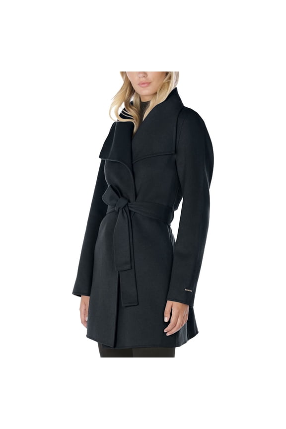 TAHARI Women's Wool Wrap Coat with Tie Belt, Deep Teal
