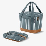 CleverMade Tahoe Collapsible Cooler Bag, 18 Can Capacity, Dusty Teal Striped