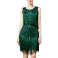 thumbnail image 1 of TAIAOJING 1920 Vintage Prom Sequins Gowns Vest Round Neck Plus Size Beaded Tassel Dresses, 1 of 4