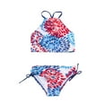 thumbnail image 1 of TAIAOJING 2 Pcs Girl Swimwear Floral Tops Drawstring Bikini Bottoms Suit Girls Suit Girls Bikini New Split Water Drop Print Bikini For 3-4 Years, 1 of 7