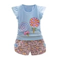 thumbnail image 1 of TAIAOJING 2PCS Toddler Kids Baby Girls Outfits Lolly T-shirt Tops+Short Pants Clothes Set, 2-3 Years, 1 of 4