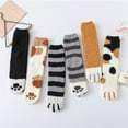 thumbnail image 1 of TAIAOJING 4 Pairs Fuzzy Warm Slipper Socks Women Super Lovely Cat Claw Coral Thickening Fuzzy Middle stockings Socks, 1 of 1