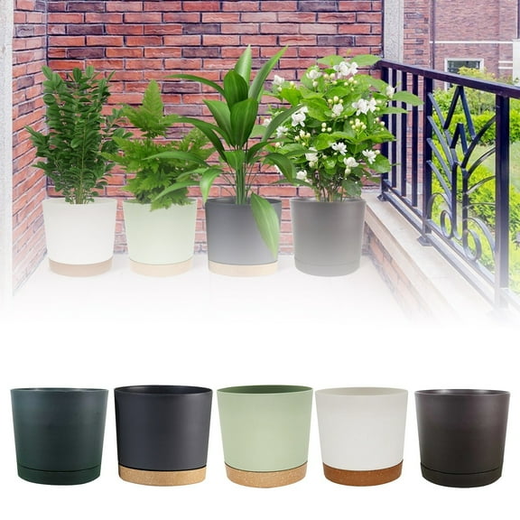 TAIAOJING 6.5" Flower Pots With Holes And Saucers Modern Planters For Indoor Succulents Flowers Outdoor