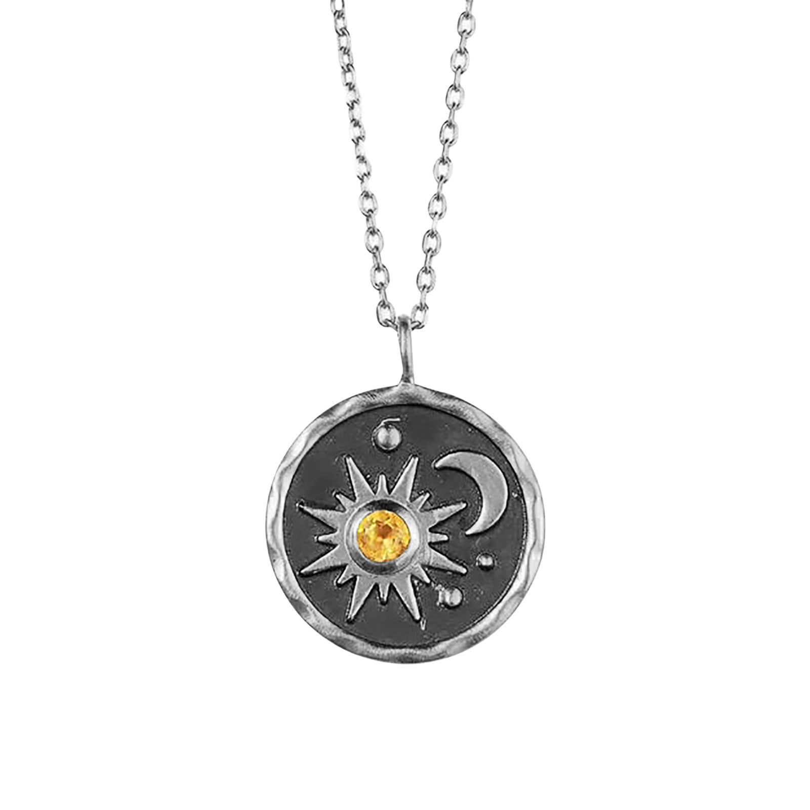 TAIAOJING A Vintage Silver Sun And Moon Necklace Makes Your