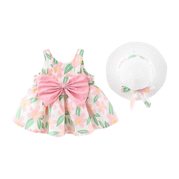 TAIAOJING Aby Girls Dresses Kids Clothes Summer Toddler Floral Ruched Sleeveless Girls Dress Versatile 1-2Y