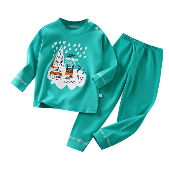 TAIAOJING Autumn Children's Underwear Cartoon Printing Set Cotton Baby Cotton Warm Boys And Girls Long Sleeve Pajamas Homewear 3-6 Months