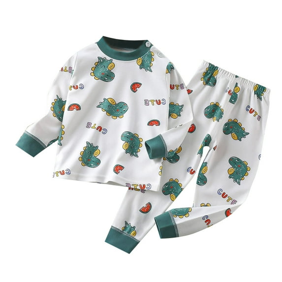 TAIAOJING Autumn Children's Underwear Cartoon Printing Set Cotton Baby Cotton Warm Boys And Girls Long Sleeve Pajamas Homewear 6-12 Months