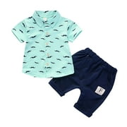 TAIAOJING Baby Boy Clothes Outfits Toddler Kids Summer Gentleman Suit Short Sleeve T Shirt Tops Shorts Casual 2PCS Set Baby Clothes 2-3 Years